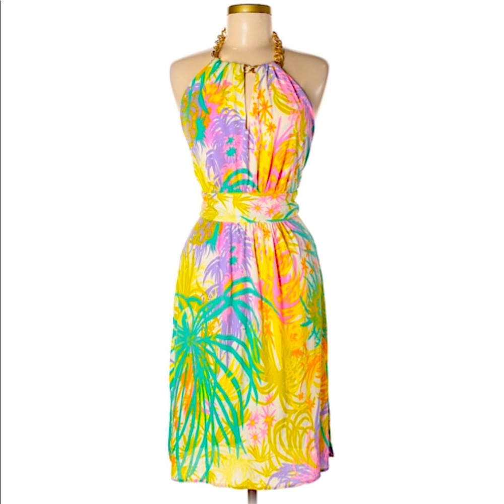 Milly Tropical Chain Halter Dress